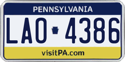 PA license plate LAO4386