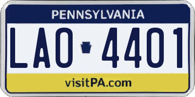 PA license plate LAO4401