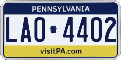 PA license plate LAO4402