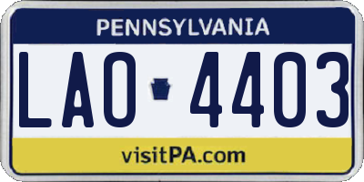 PA license plate LAO4403