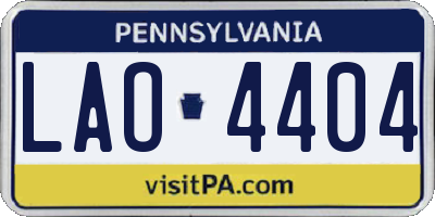PA license plate LAO4404