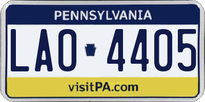 PA license plate LAO4405