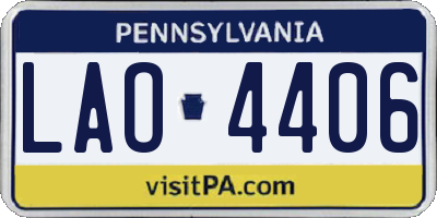 PA license plate LAO4406