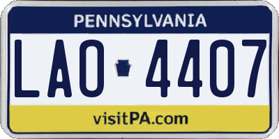 PA license plate LAO4407