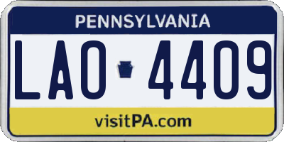PA license plate LAO4409