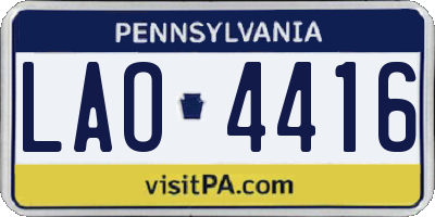 PA license plate LAO4416