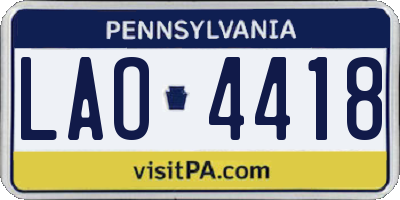 PA license plate LAO4418