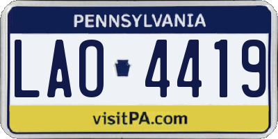 PA license plate LAO4419
