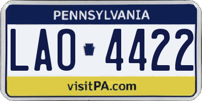 PA license plate LAO4422