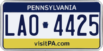 PA license plate LAO4425
