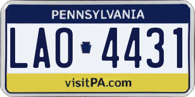 PA license plate LAO4431