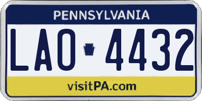 PA license plate LAO4432
