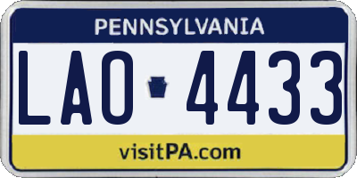 PA license plate LAO4433