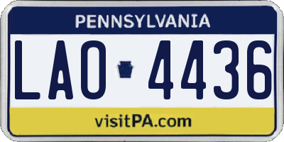 PA license plate LAO4436