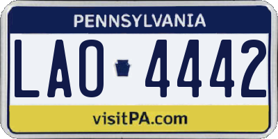 PA license plate LAO4442