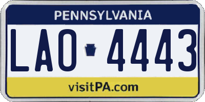 PA license plate LAO4443