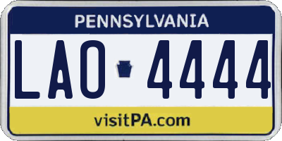 PA license plate LAO4444