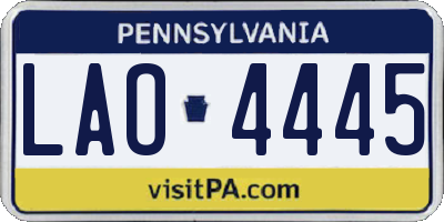 PA license plate LAO4445