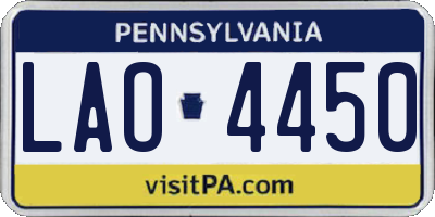 PA license plate LAO4450
