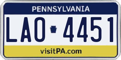 PA license plate LAO4451