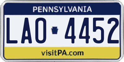 PA license plate LAO4452