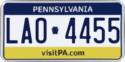 PA license plate LAO4455