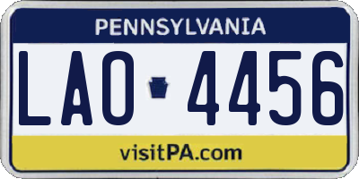 PA license plate LAO4456