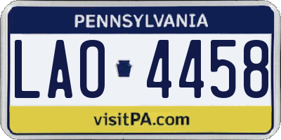 PA license plate LAO4458