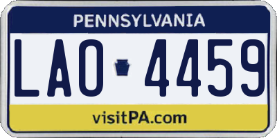 PA license plate LAO4459