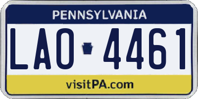 PA license plate LAO4461