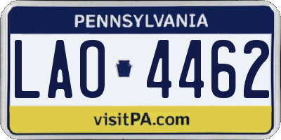 PA license plate LAO4462