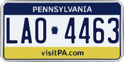 PA license plate LAO4463