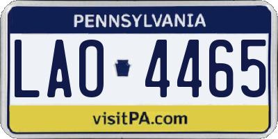 PA license plate LAO4465