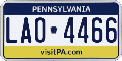 PA license plate LAO4466