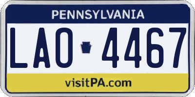PA license plate LAO4467