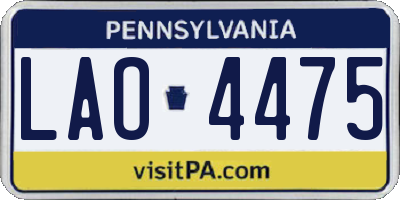 PA license plate LAO4475