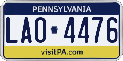 PA license plate LAO4476