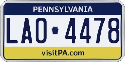 PA license plate LAO4478