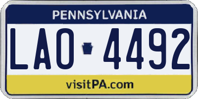 PA license plate LAO4492