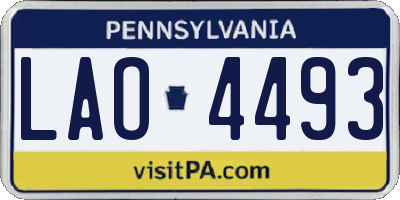 PA license plate LAO4493