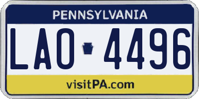 PA license plate LAO4496