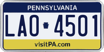 PA license plate LAO4501