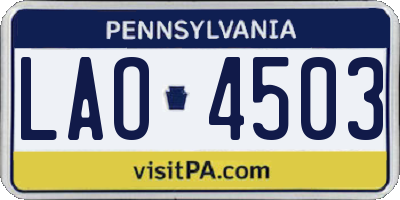 PA license plate LAO4503