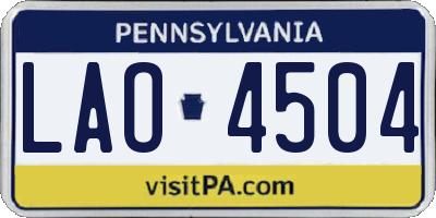PA license plate LAO4504