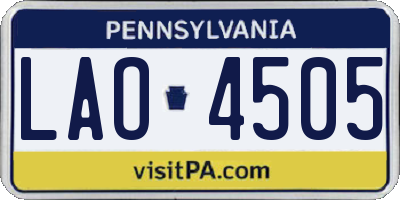PA license plate LAO4505