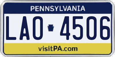 PA license plate LAO4506