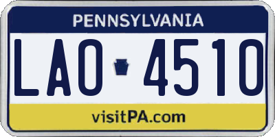 PA license plate LAO4510