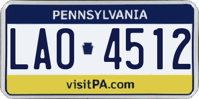PA license plate LAO4512