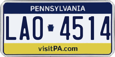 PA license plate LAO4514
