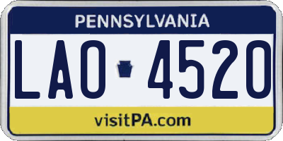 PA license plate LAO4520